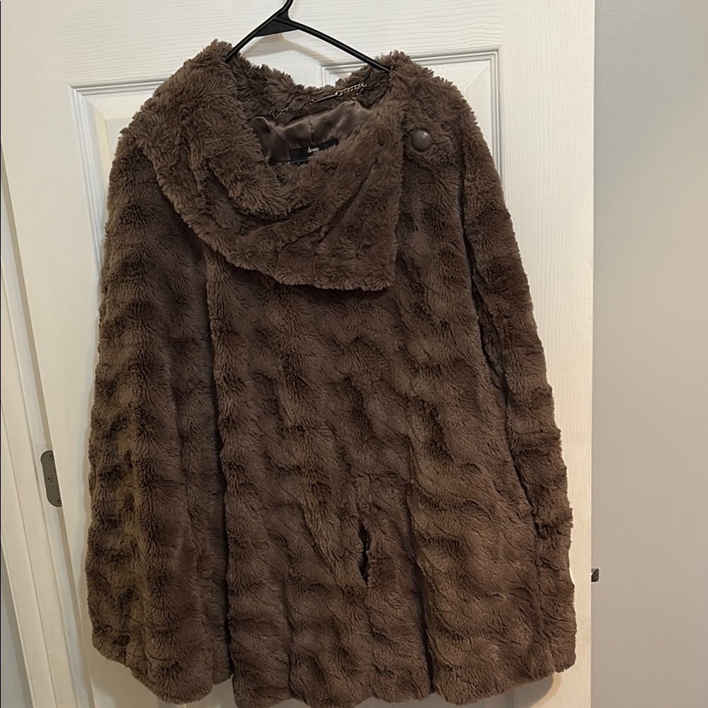 Brown Faux Fur Women's Poncho